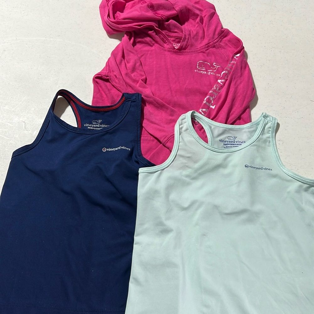 EUC Lot of 3 Vineyard Vines Girls Shirts: 1 Hoodie Size 3, Tank Tops Size 4